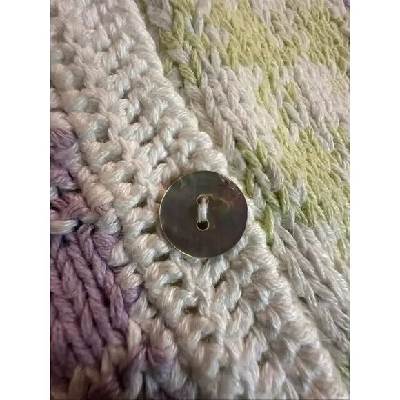 Susan Bristol Women's Spring Floral Knit Sweater Vest Pastel Purple Peach Medium - Picture 7 of 8